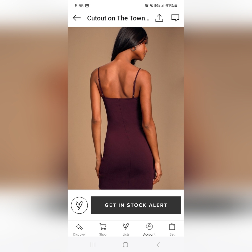 NWT LULU'S Cutout on the Town Plum Dress - Picture 8 of 8